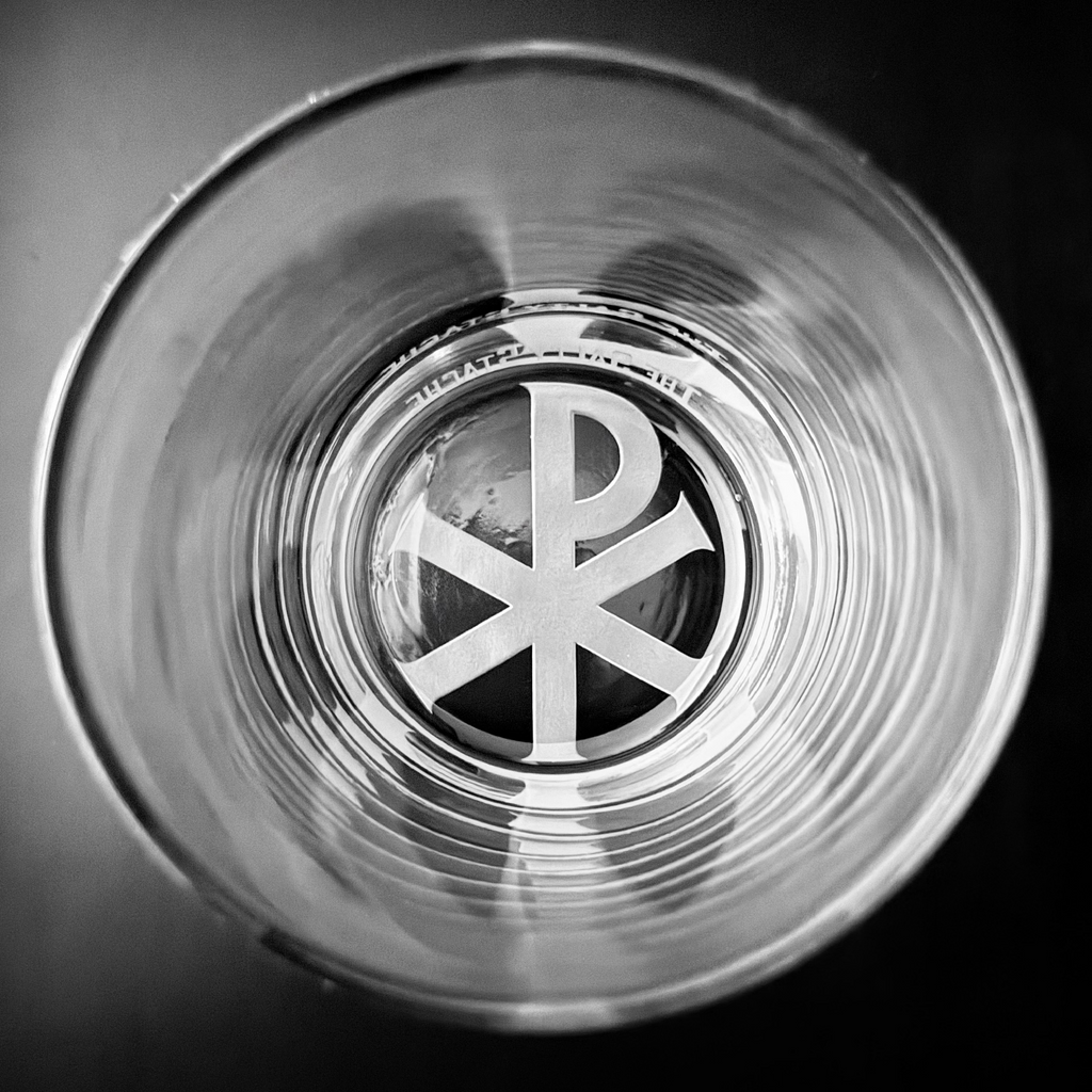 Chi Rho Hand-Etched Whiskey Glasses - Made in USA Christian Symbol Drinkware