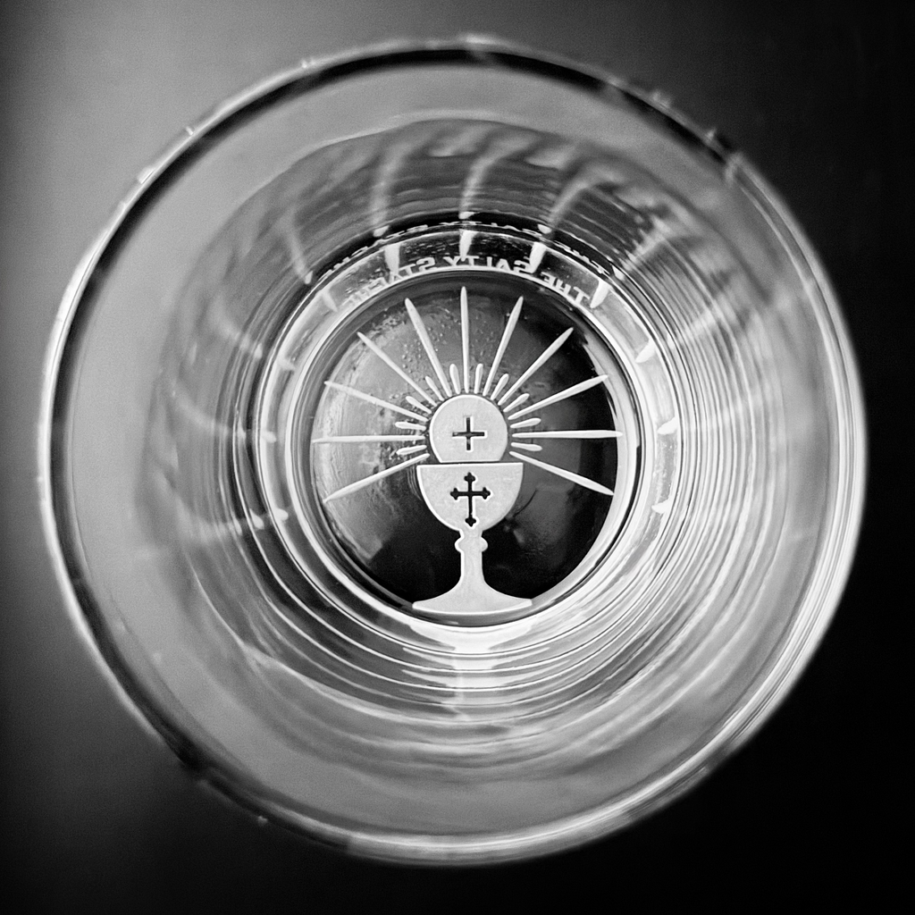 Eucharist Hand-Etched Whiskey Glasses - Made in USA Catholic Chalice and Host Drinkware